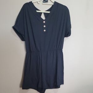 Shein Black Button-Up Romper Size XL